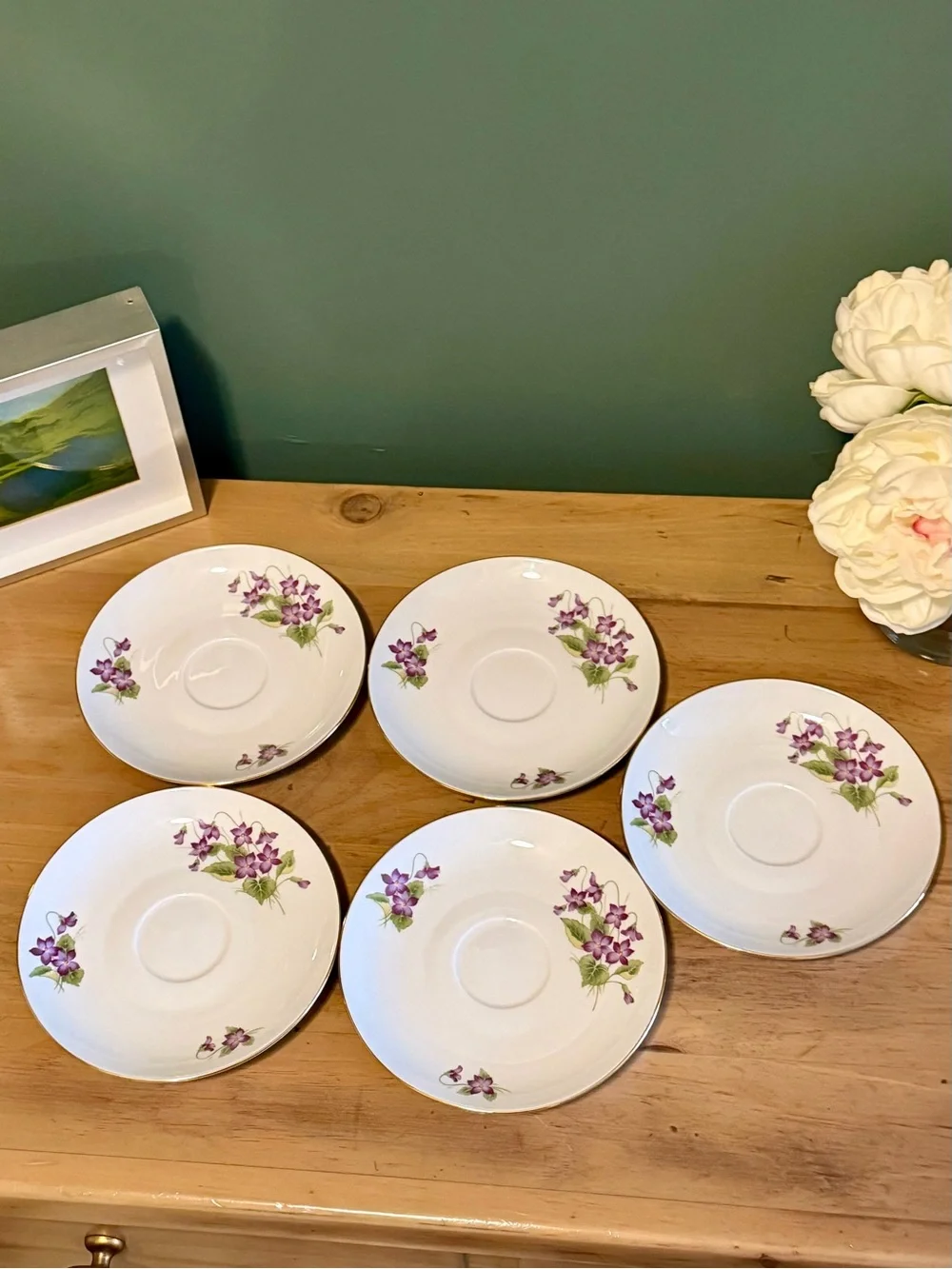 Vintage Bohemia Czechoslovakia Violet Floral Tea Set | 10 Pieces